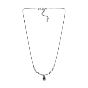 D'Joy Tanzanian Platinum Spinel and White Zircon 2.00 ctw Floral Necklace 18-20 Inches in Platinum Over Sterling Silver
