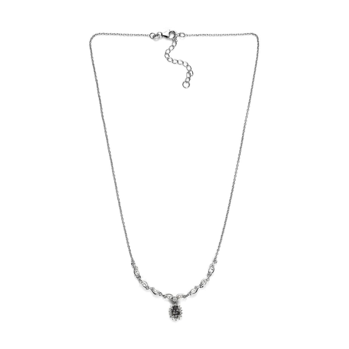 Tanzanian Platinum Spinel and White Zircon Floral Necklace 18-20 Inches in Platinum Over Sterling Silver 2.00 ctw image number 3