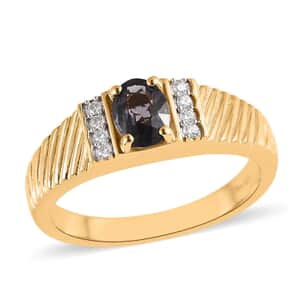 Premium Platinum Spinel and Moissanite Men's Ring in Vermeil Yellow Gold Over Sterling Silver (Size 10.0) 0.90 ctw