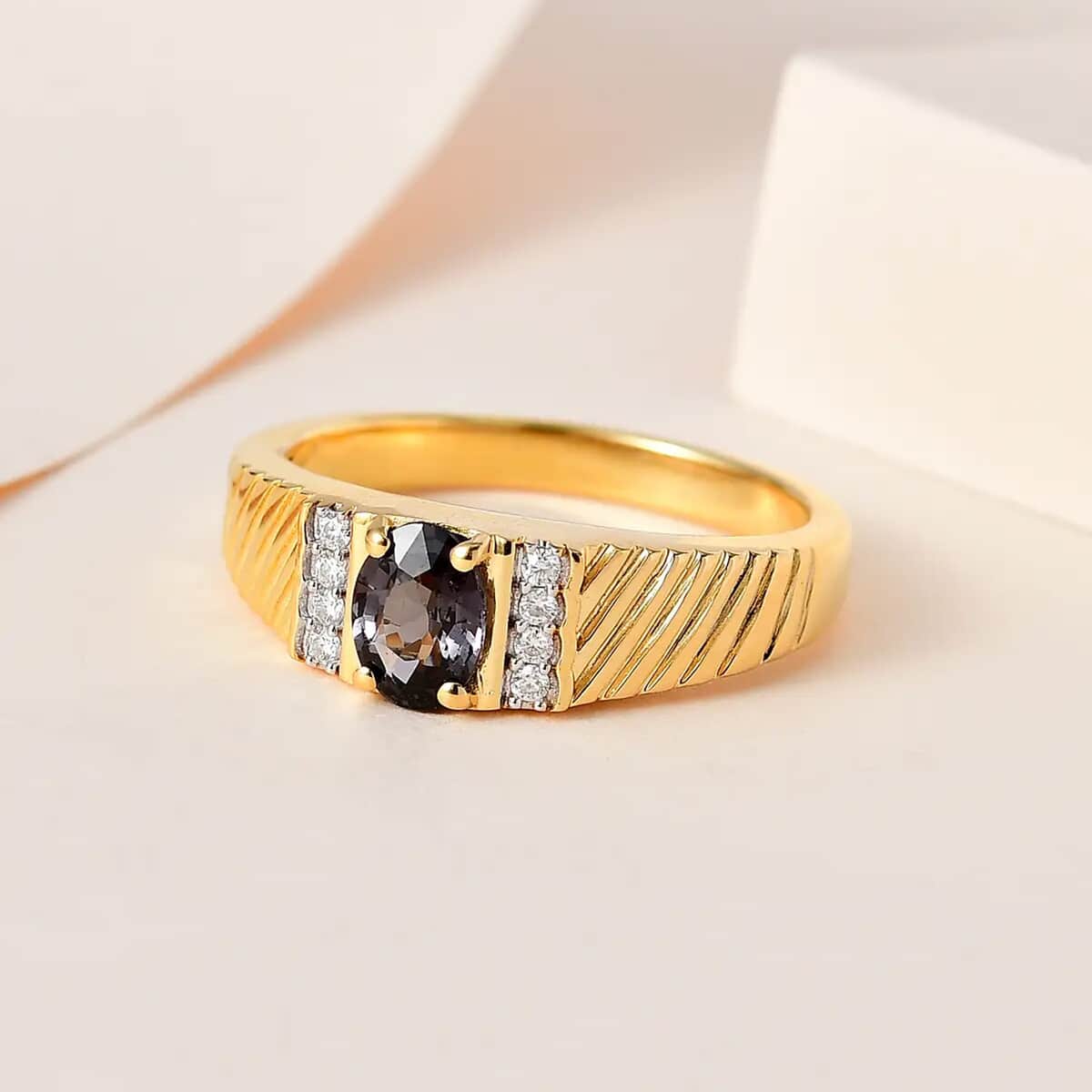 Premium Platinum Spinel and Moissanite Men's Ring in Vermeil Yellow Gold Over Sterling Silver (Size 10.0) 0.90 ctw image number 1