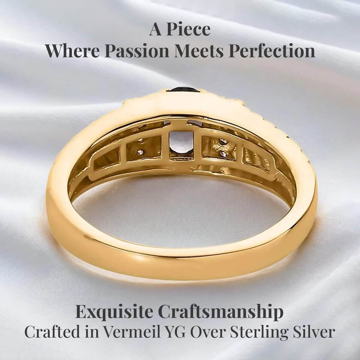 Premium Platinum Spinel and Moissanite Men's Ring in Vermeil Yellow Gold Over Sterling Silver (Size 10.0) 0.90 ctw image number 3