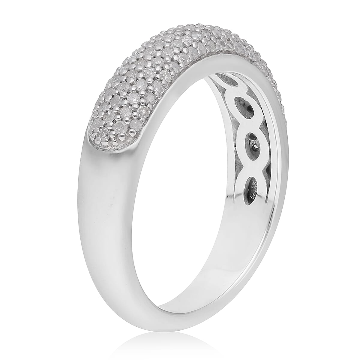Diamond Ring in Platinum Over Sterling Silver (Size 7.0) 0.50 ctw image number 3