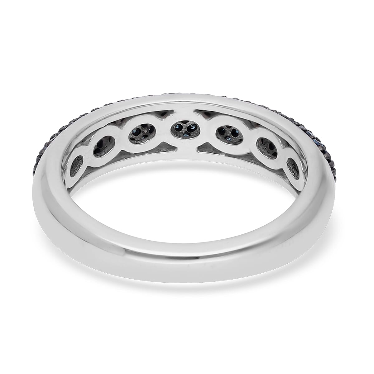 Blue Diamond Ring in Platinum Over Sterling Silver (Size 7.0) 0.50 ctw image number 4