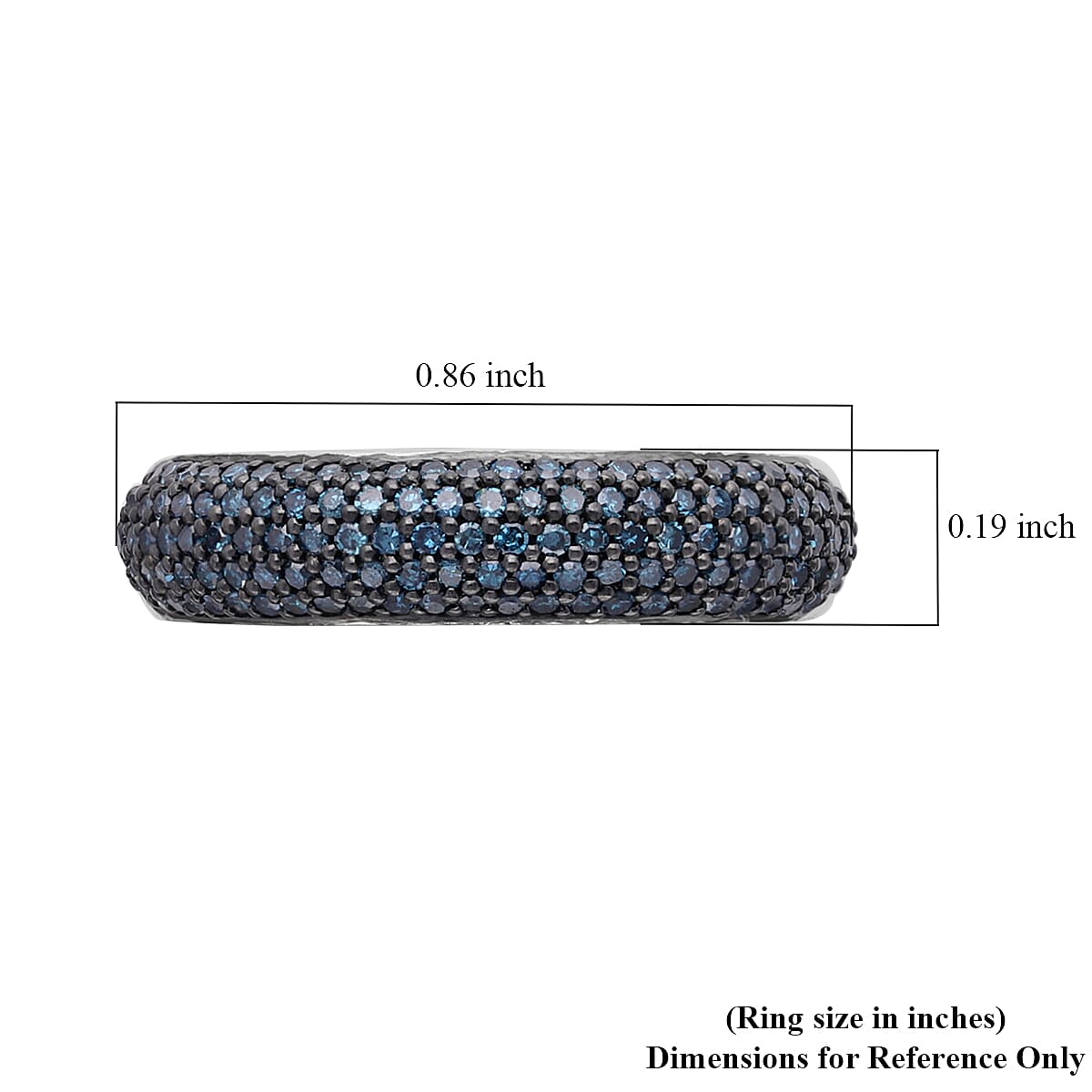 Blue Diamond Ring in Platinum Over Sterling Silver (Size 7.0) 0.50 ctw image number 5