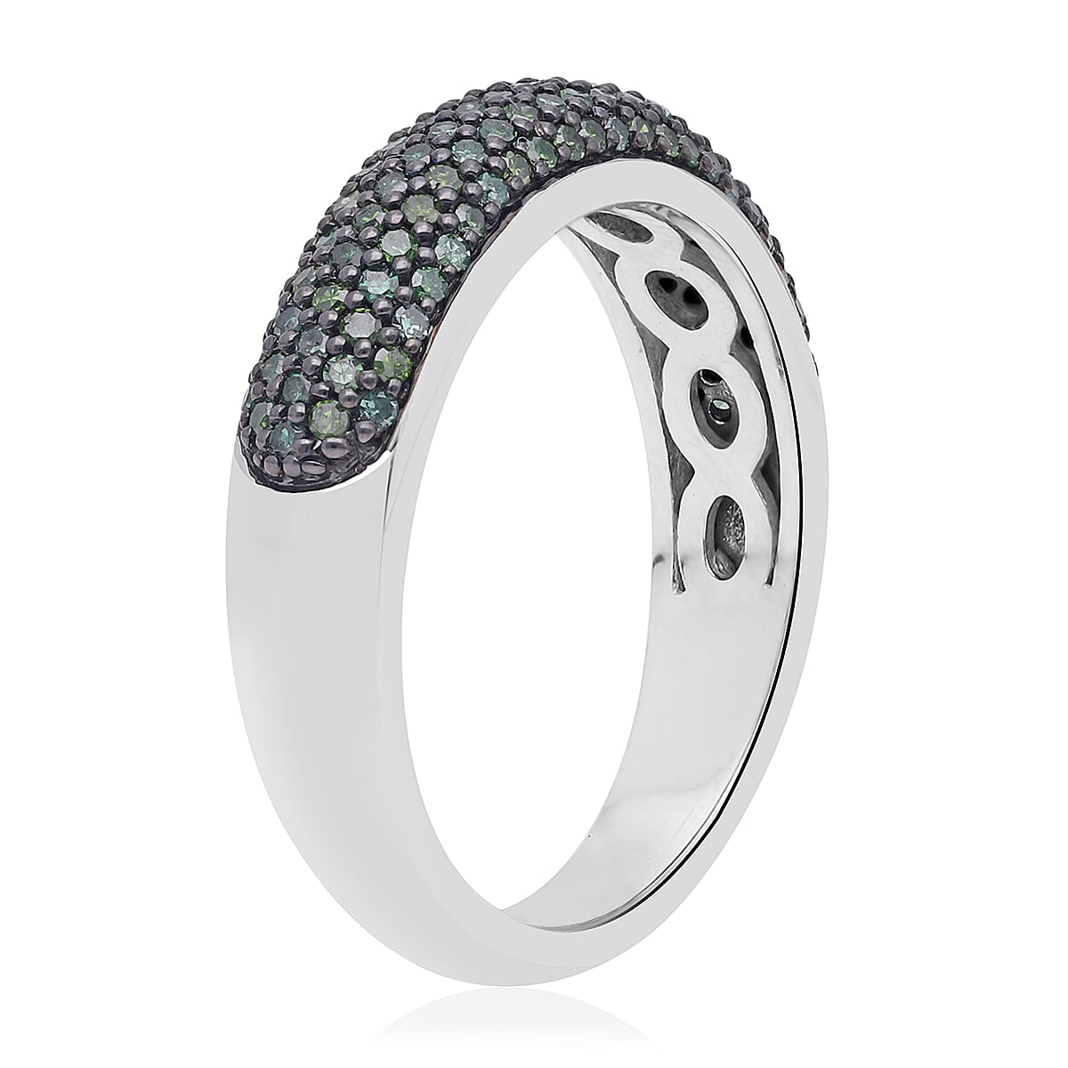 Green Diamond Ring in Platinum Over Sterling Silver (Size 8.0) 0.50 ctw image number 3