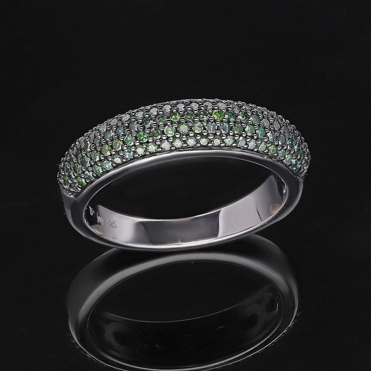 Green Diamond Ring in Platinum Over Sterling Silver (Size 9.0) 0.50 ctw image number 1