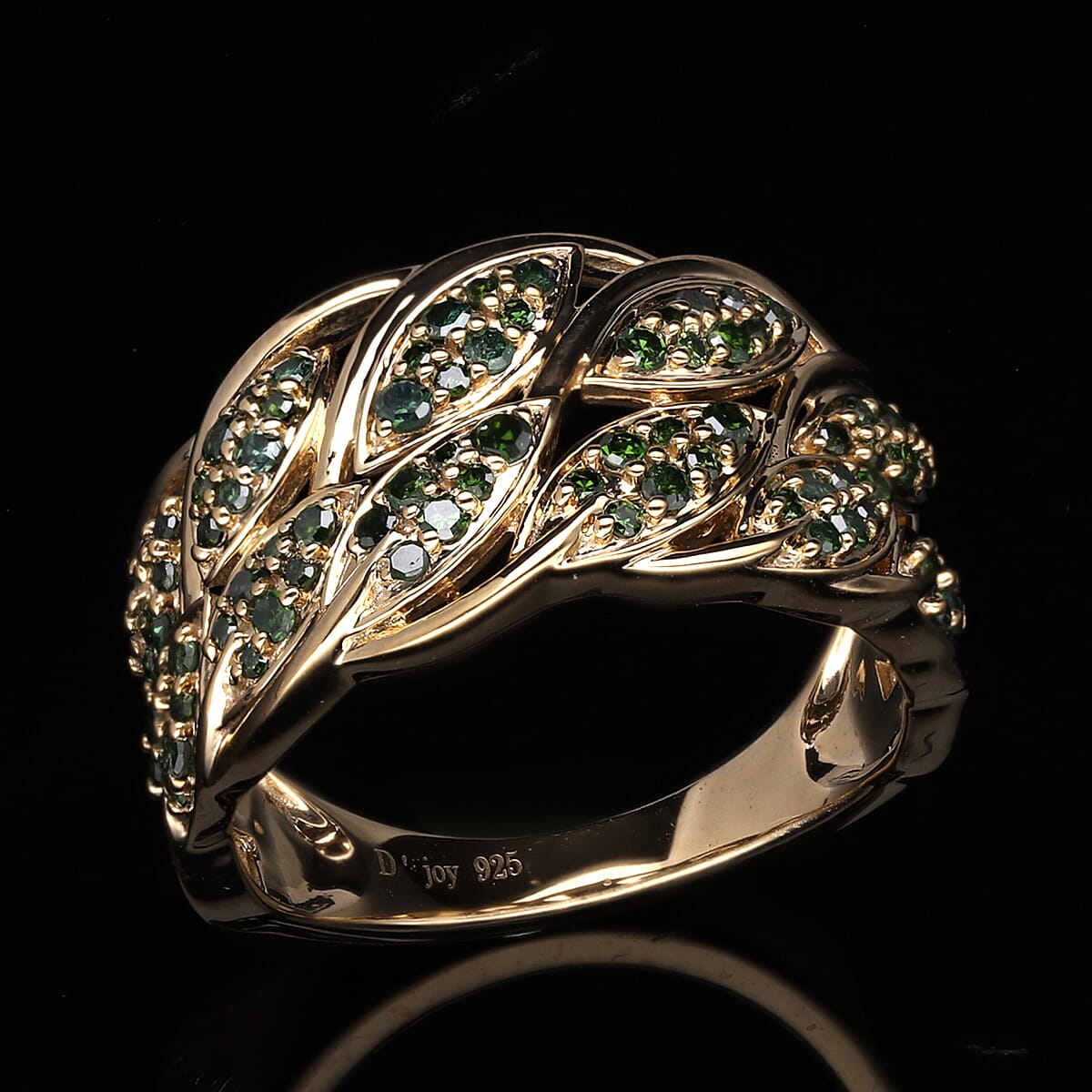 Green Diamond Ring in Vermeil Yellow Gold Over Sterling Silver 0.50 ctw image number 1