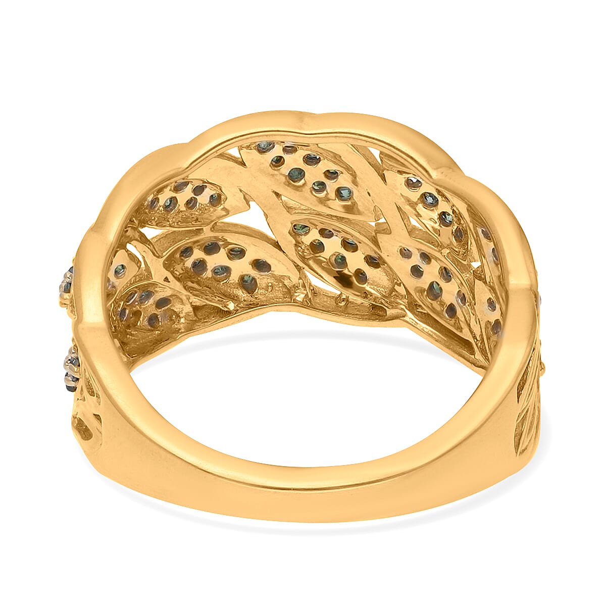 Green Diamond Ring in Vermeil Yellow Gold Over Sterling Silver 0.50 ctw image number 4