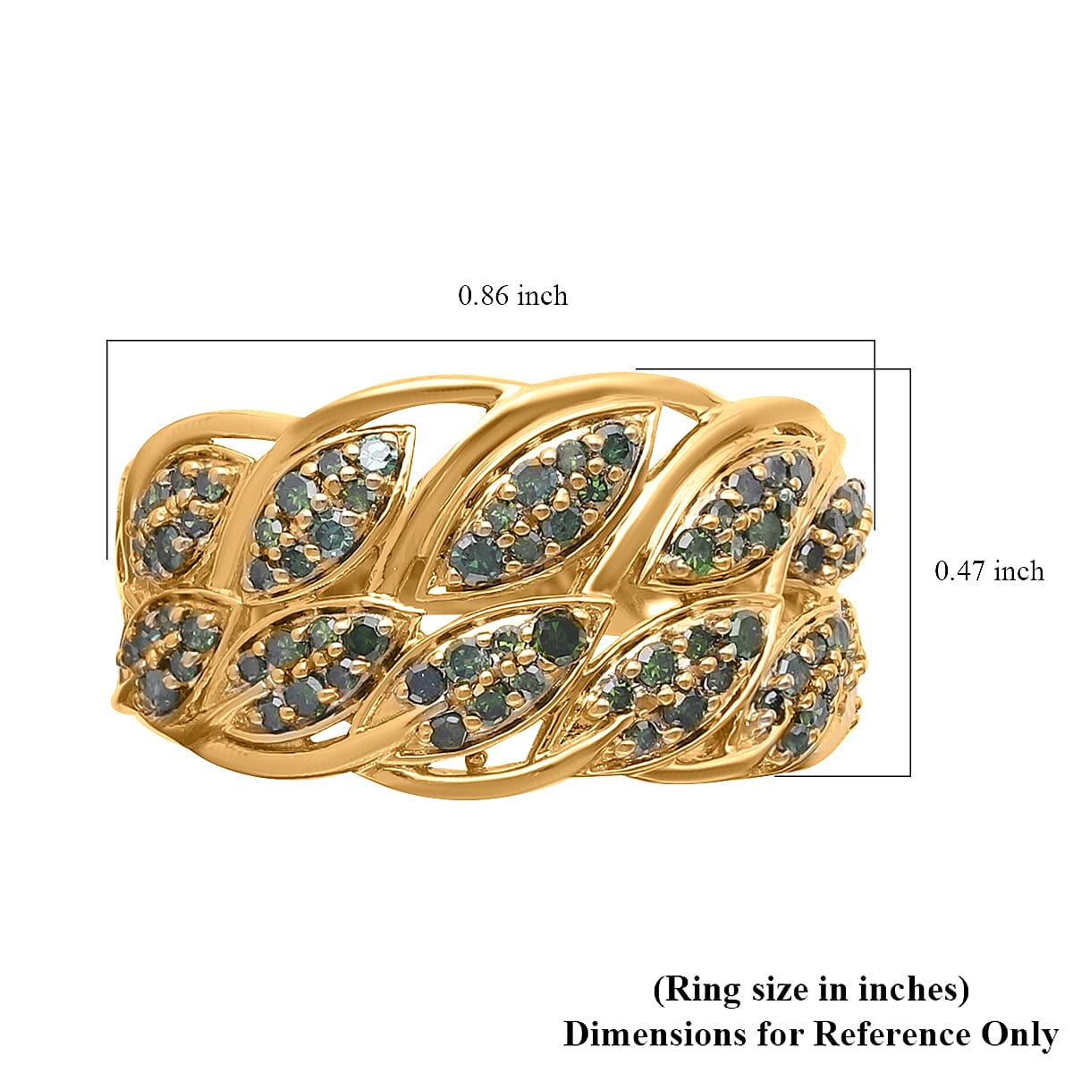 Green Diamond Ring in Vermeil Yellow Gold Over Sterling Silver 0.50 ctw image number 5