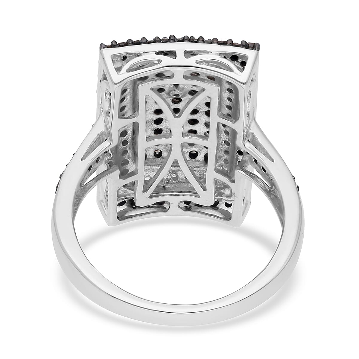 Natural Champagne and White Diamond Ring in Platinum Over Sterling Silver (Size 10) 1.00 ctw image number 4