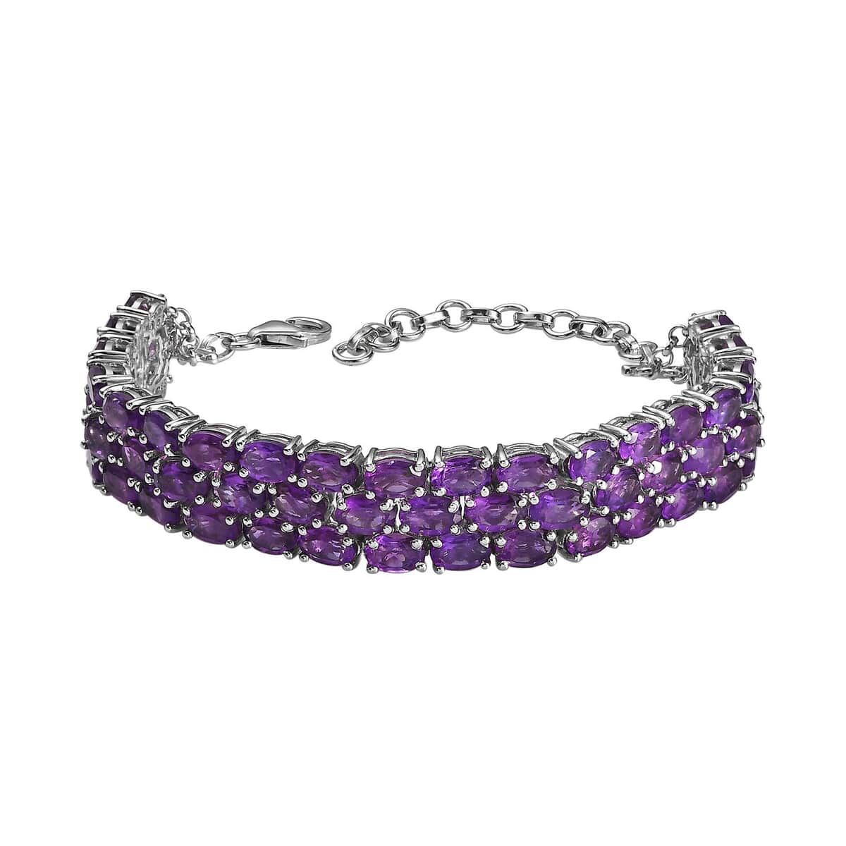 African Amethyst Bracelet in Platinum Over Sterling Silver (6.50 In) 25.35 ctw image number 0