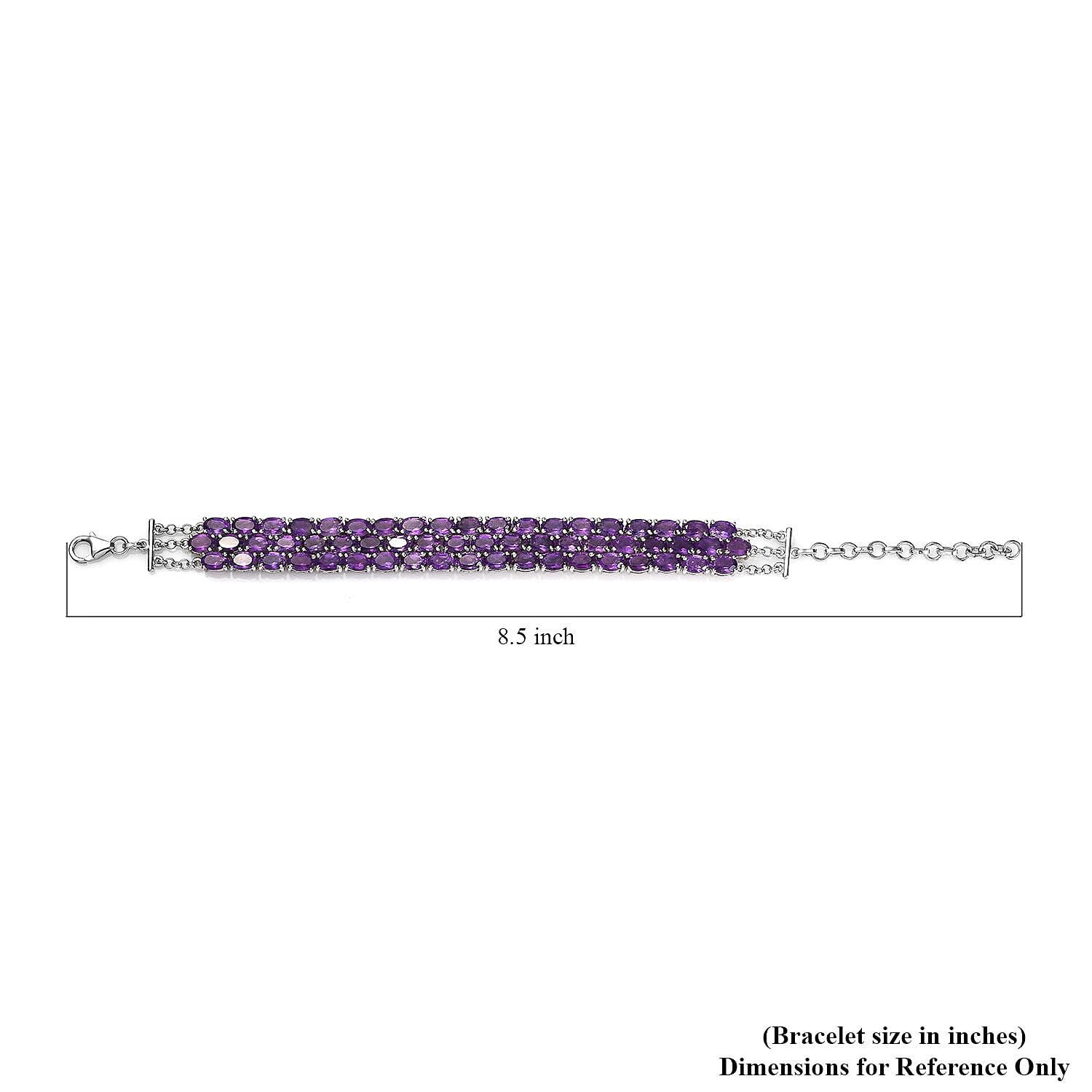 African Amethyst Adjustable Bracelet in Platinum Over Sterling Silver (6.50-8.0In) 25.35 ctw