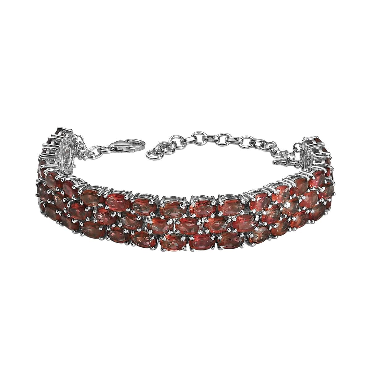 Mozambique Garnet Adjustable Bracelet in Platinum Over Sterling Silver (6.50-8.0In) 31.60 ctw image number 0