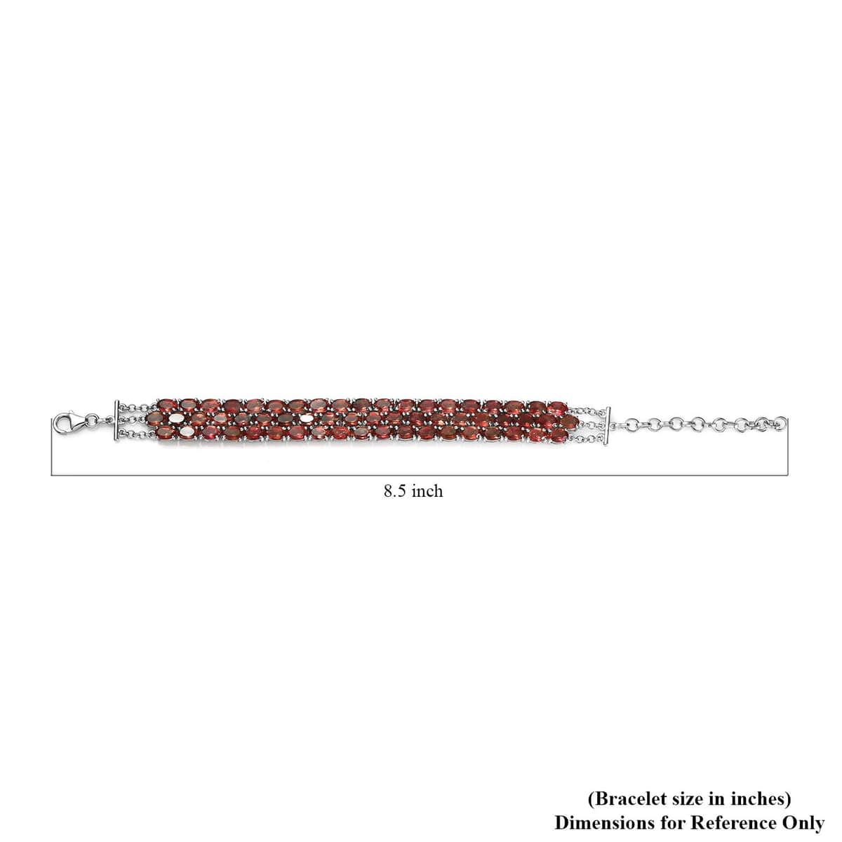 Mozambique Garnet Adjustable Bracelet in Platinum Over Sterling Silver (6.50-8.0In) 31.60 ctw image number 4