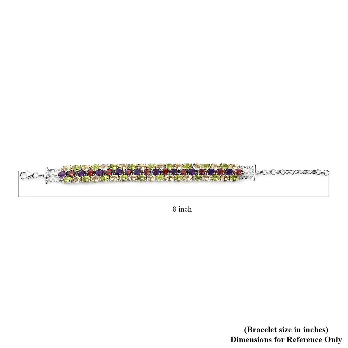 Multi Gemstone Adjustable Bracelet in Platinum Over Sterling Silver (6.50-8.0In) 29.65 ctw image number 4
