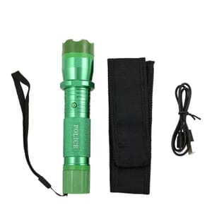 Closeout Green Personal Protection USB Rechargeable Stun Gun With High Power LED Flashlight, Personal Self Defense Tool With Safety Switch