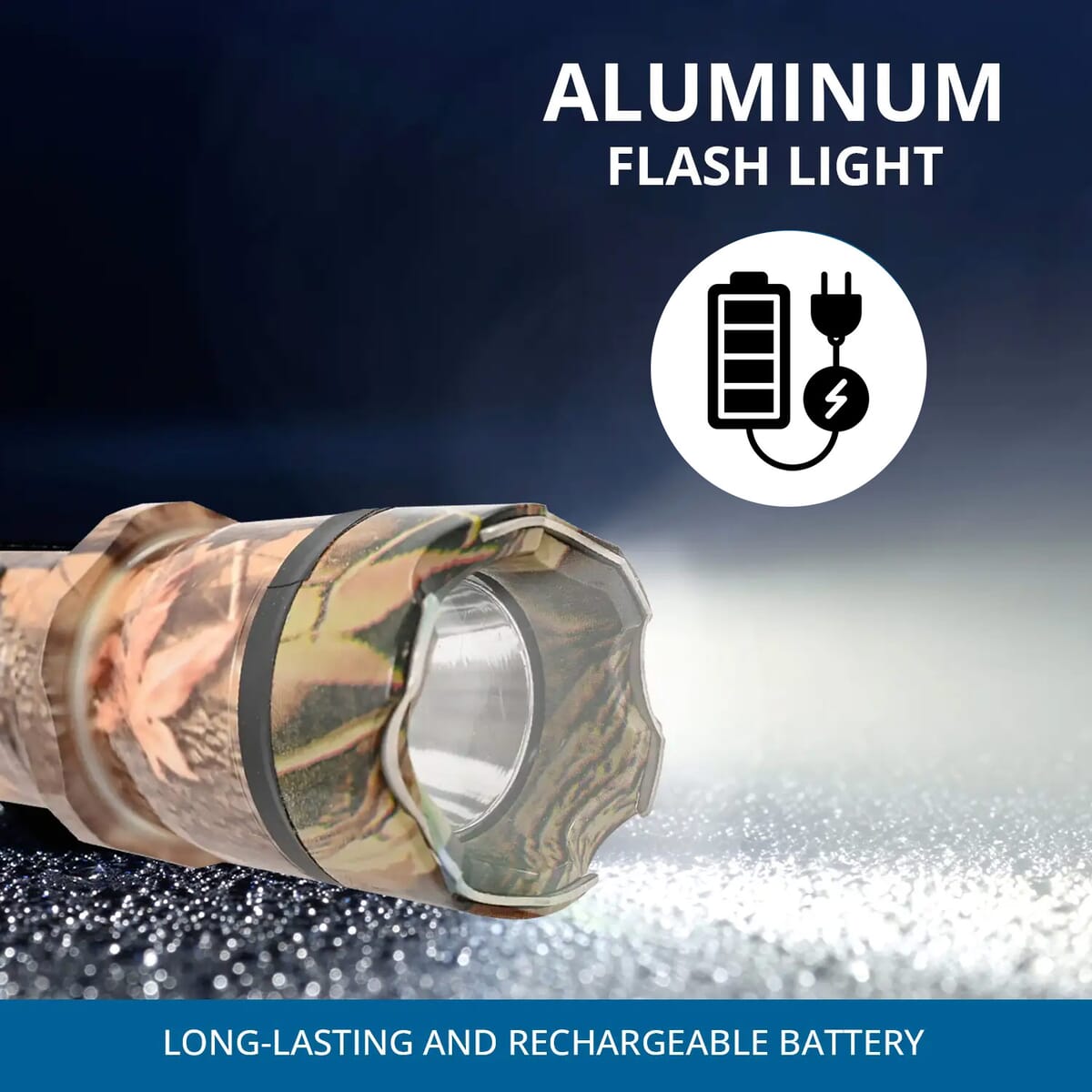 Closeout Camo Personal Protection USB Rechargeable Stun Gun With High Power LED Flashlight, Personal Self Defense Tool With Safety Switch image number 2