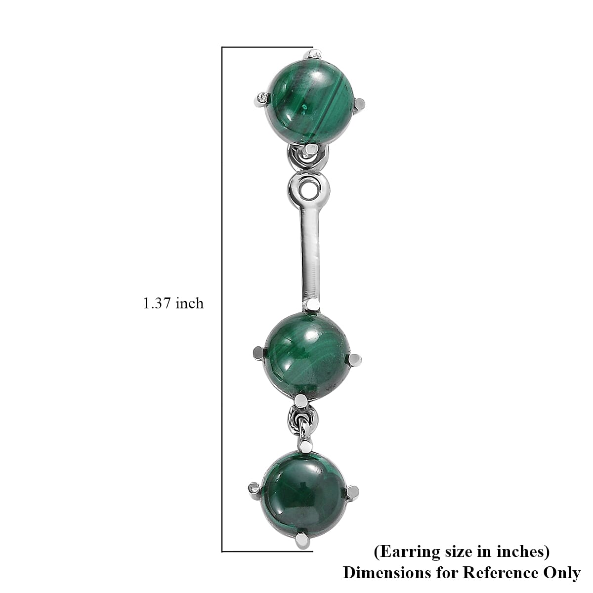 African Malachite Multi Function Earrings in Stainless Steel 7.40 ctw