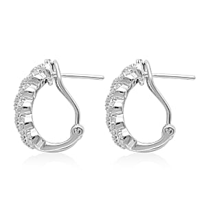 Diamond Omega Clip Earrings in Platinum Over Sterling Silver 1.00 ctw
