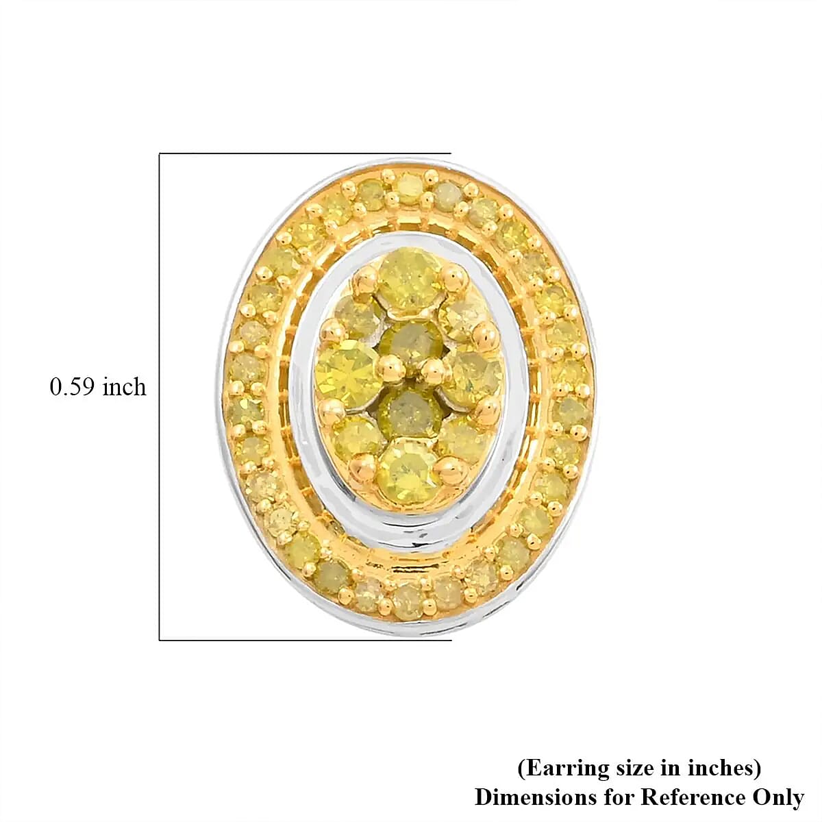 Yellow Diamond Cluster Stud Earrings in Platinum Over Sterling Silver 1.00 ctw image number 6