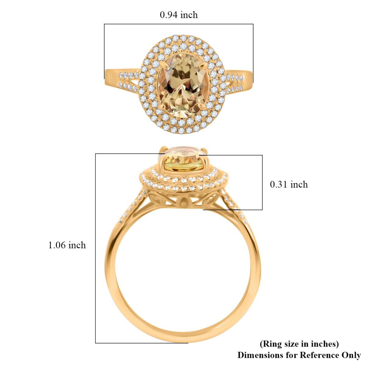 Iliana 18K Yellow Gold AAA Turkizite and G-H SI Diamond Double Halo Ring (Size 9.5) 4.45 Grams 2.50 ctw image number 4