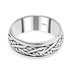 Braided Band Ring in Sterling Silver (Size 11.5)