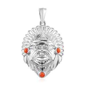 Mediterranean Coral Pendant in Platinum Over Copper with Magnet 0.30 ctw