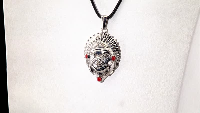 Mediterranean Coral Pendant without Chain in Platinum Over Copper with Magnet 0.30 ctw