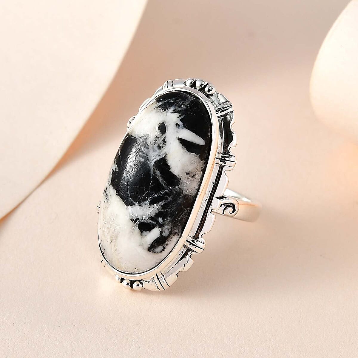 Artisan Crafted White Buffalo Ring in Sterling Silver 15.15 ctw image number 1