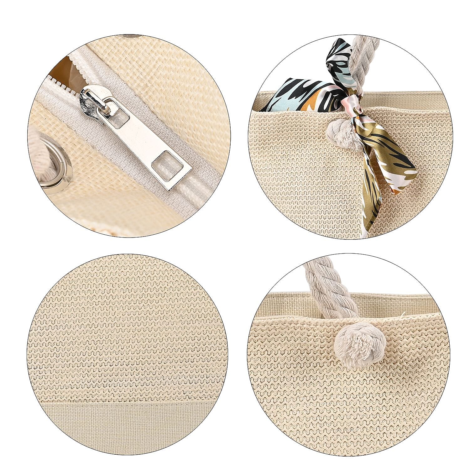 Ivory Color Tote Bag with Ribbon