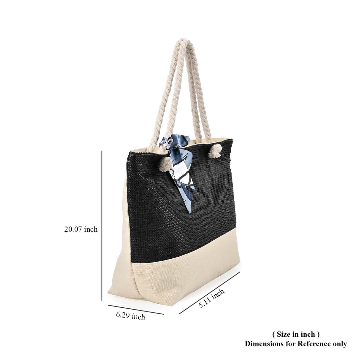 Black Color Tote Bag with Ribbon image number 6