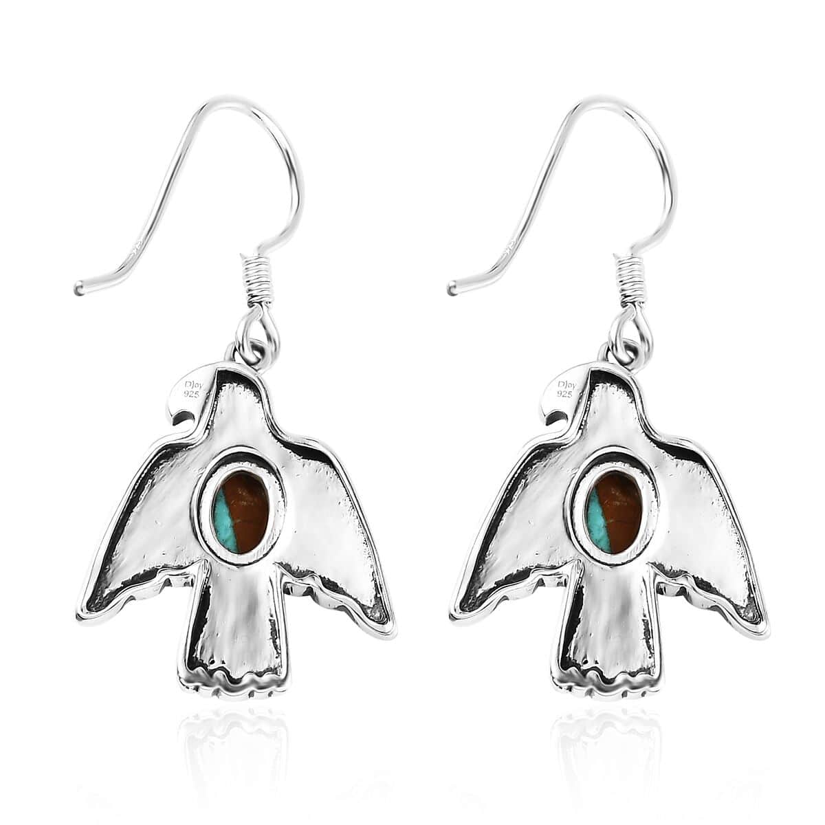 Artisan Crafted Royston Turquoise Eagle Earrings in Sterling Silver 1.75 ctw image number 4