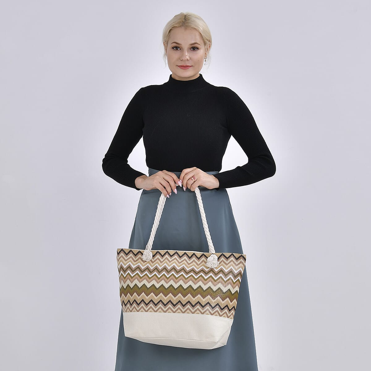 Multi Color Tote Bag with Ribbon image number 1