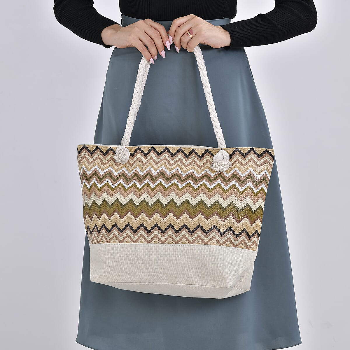 Multi Color Tote Bag with Ribbon image number 2