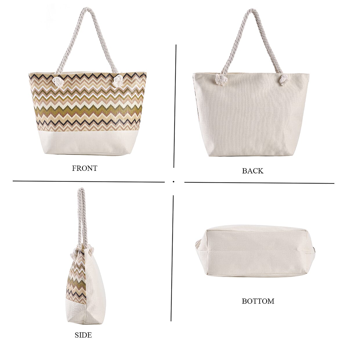 Multi Color Tote Bag with Ribbon image number 3