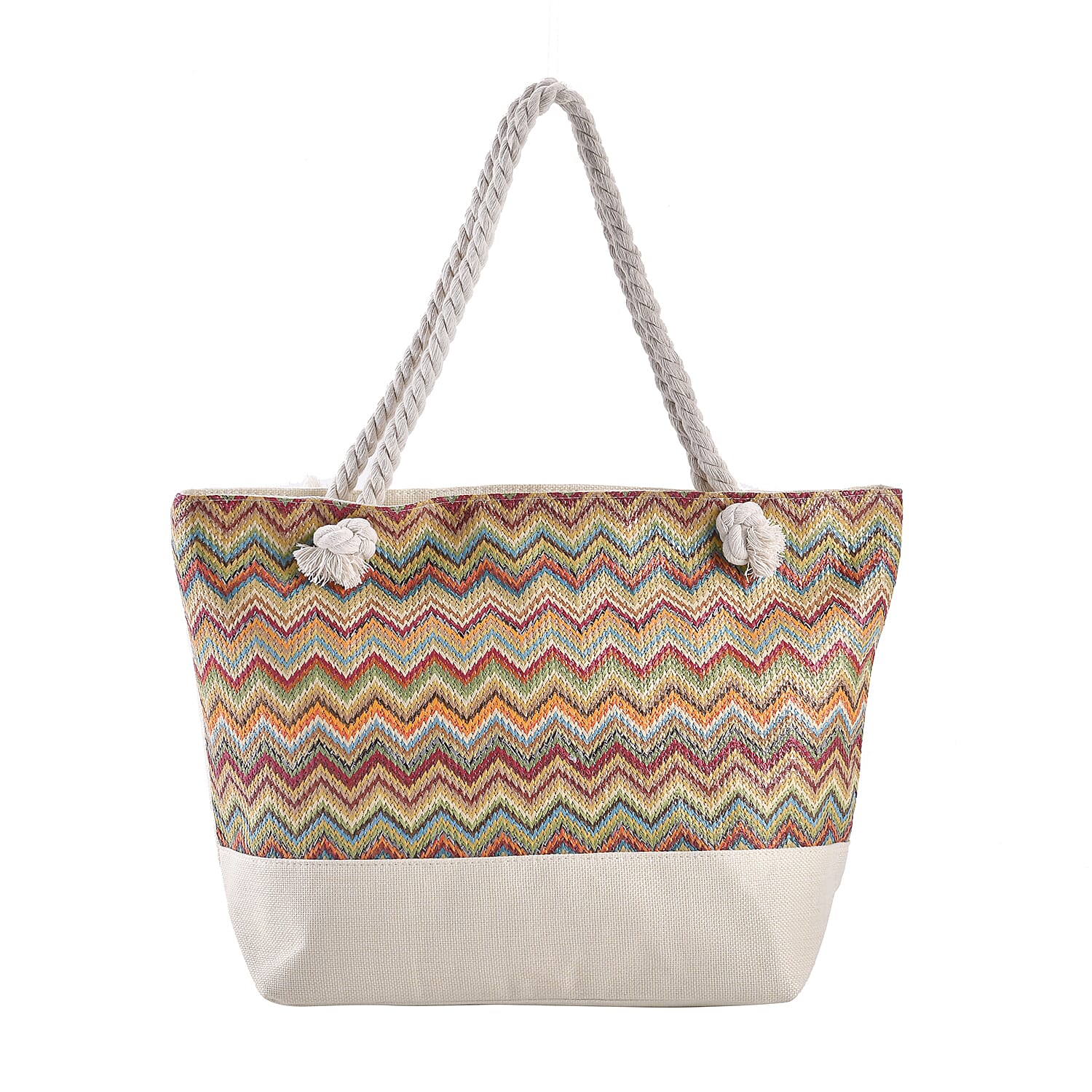 Ivory Color Tote Bag with Ribbon (20.7"x13.38"x6.29")