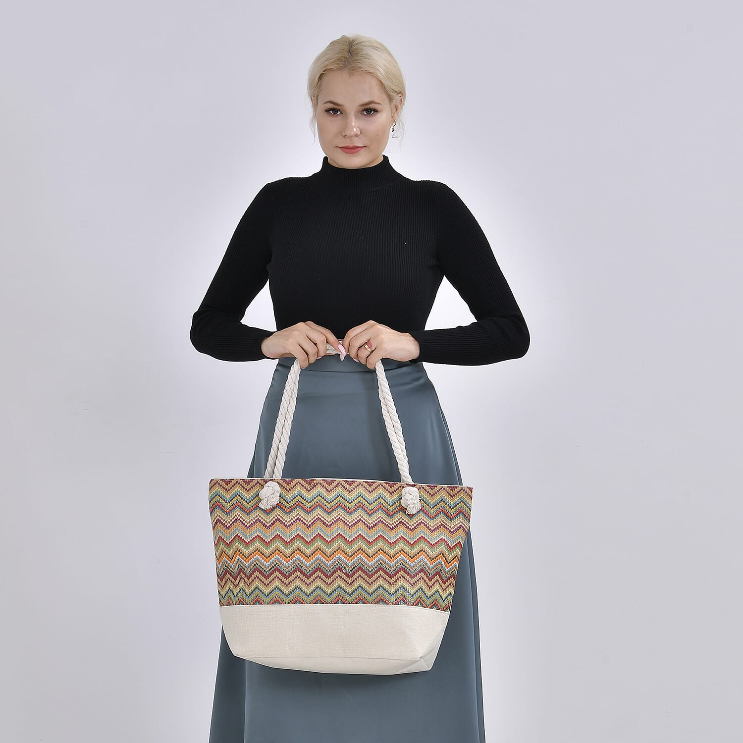 Multi Color Tote Bag with Ribbon