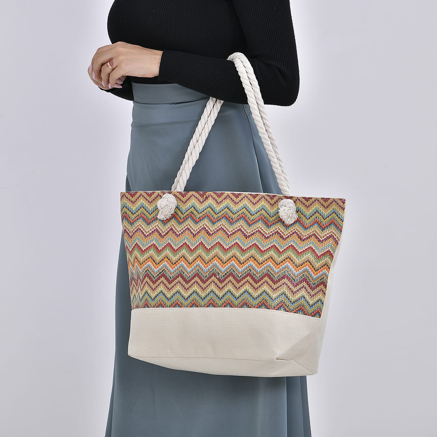 Multi Color Tote Bag with Ribbon