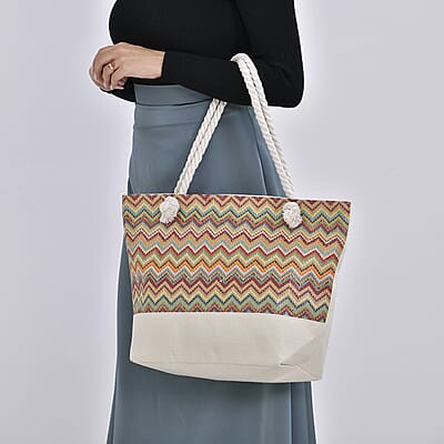 Multi Color Tote Bag with Ribbon
