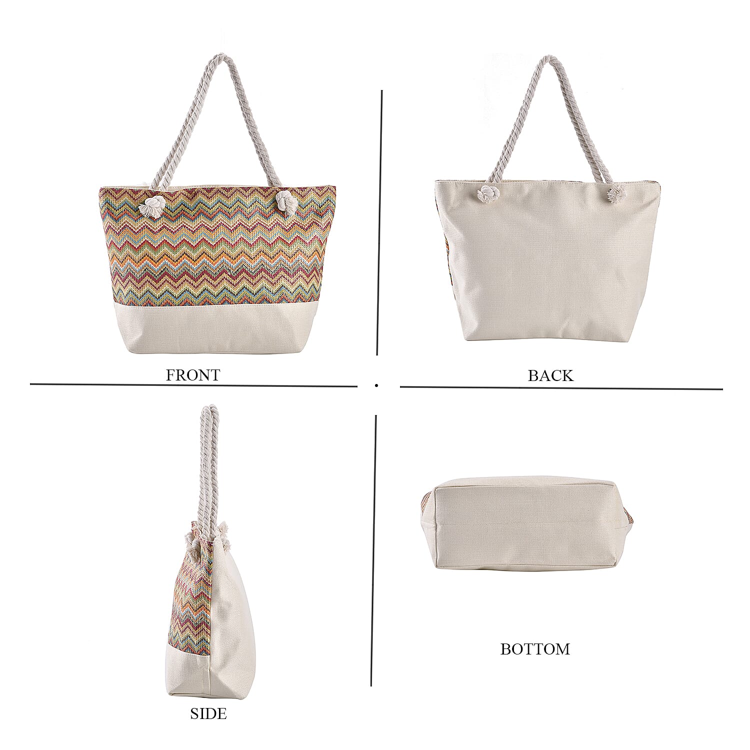 Multi Color Tote Bag with Ribbon