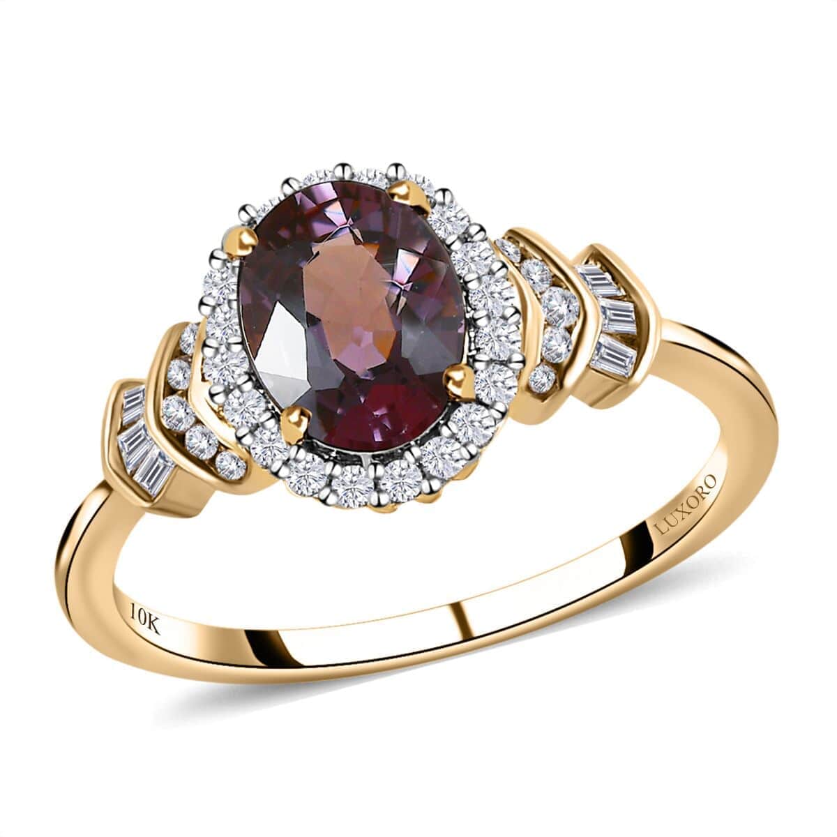 Luxoro 10K Yellow Gold Premium Platinum Spinel and G-H I3 Diamond Ring (Size 6.0) 1.65 ctw image number 0