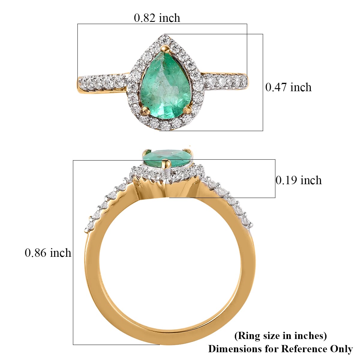 Ethiopian Emerald and Moissanite Halo Ring in Vermeil Yellow Gold Over Sterling Silver 1.30 ctw image number 5