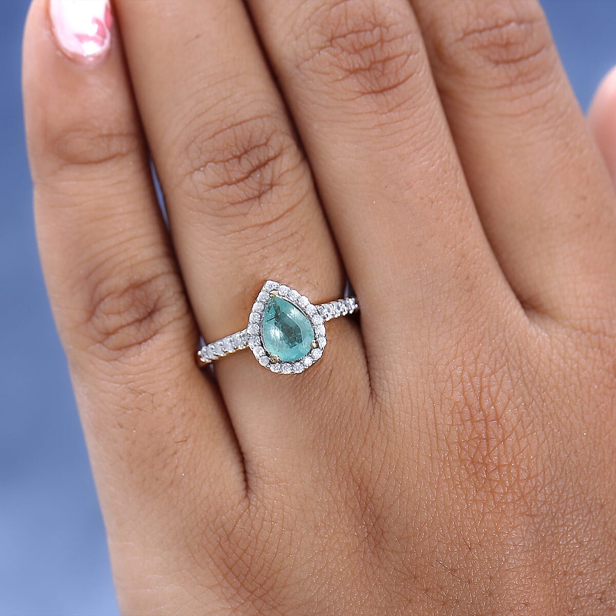 Ethiopian Emerald and Moissanite Halo Ring in Vermeil Yellow Gold Over Sterling Silver (Size 9.0) 1.30 ctw image number 2