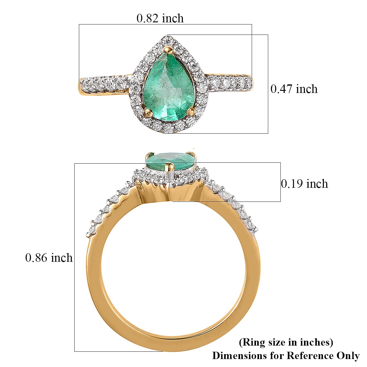Ethiopian Emerald and Moissanite Halo Ring in Vermeil Yellow Gold Over Sterling Silver (Size 9.0) 1.30 ctw image number 5