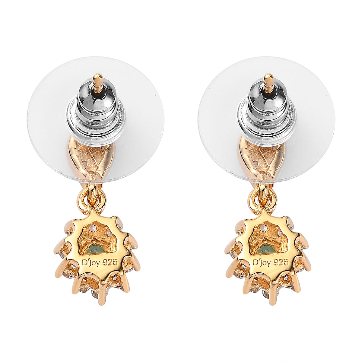 Ethiopian Emerald and White Zircon Dangle Earrings in Vermeil Yellow Gold Over Sterling Silver 0.80 ctw