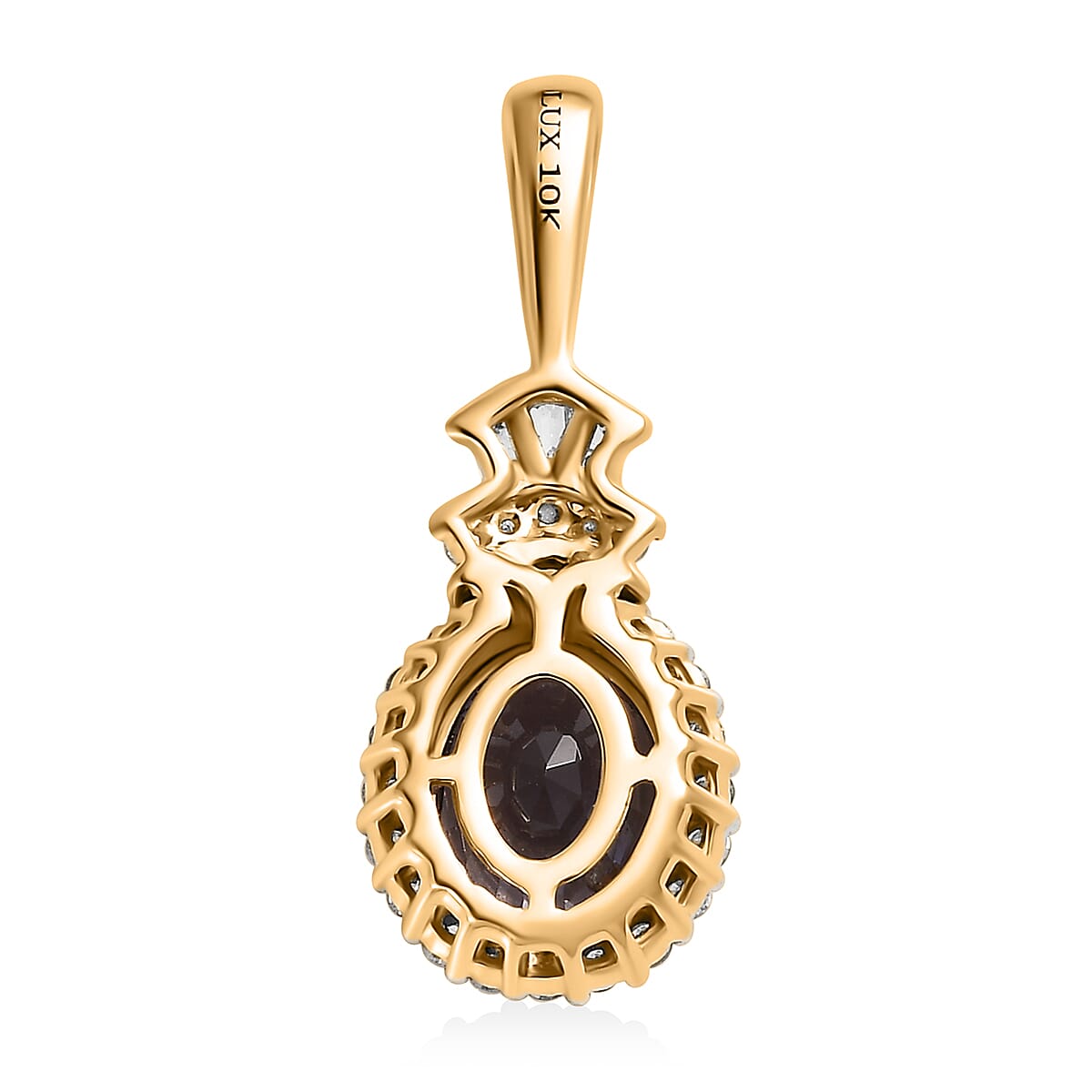 Luxoro 10K YG Premium Tanzanian Platinum Spinel and G-H I3 Diamond Halo Pendant 1.60 ctw