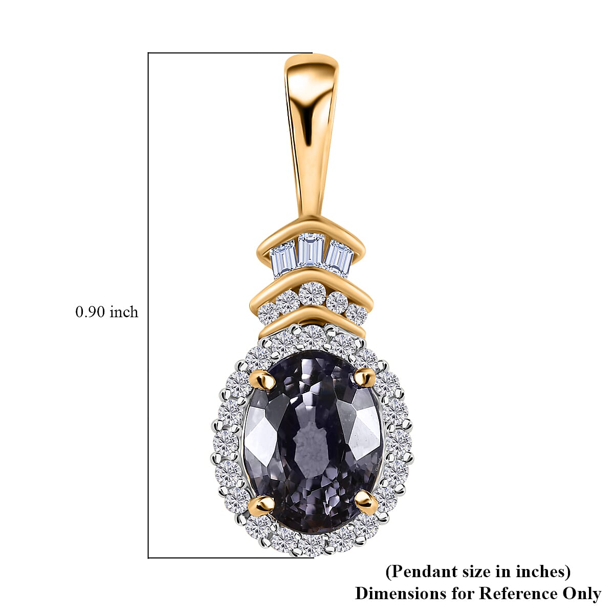 Luxoro 10K YG Premium Tanzanian Platinum Spinel and G-H I3 Diamond Halo Pendant 1.60 ctw