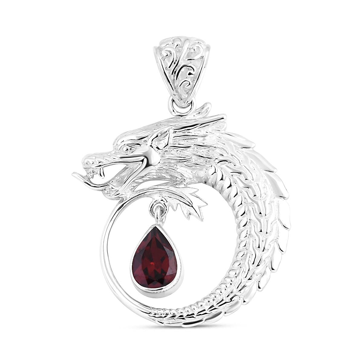 Red Garnet 1.65 ctw Pendant in Sterling Silver
