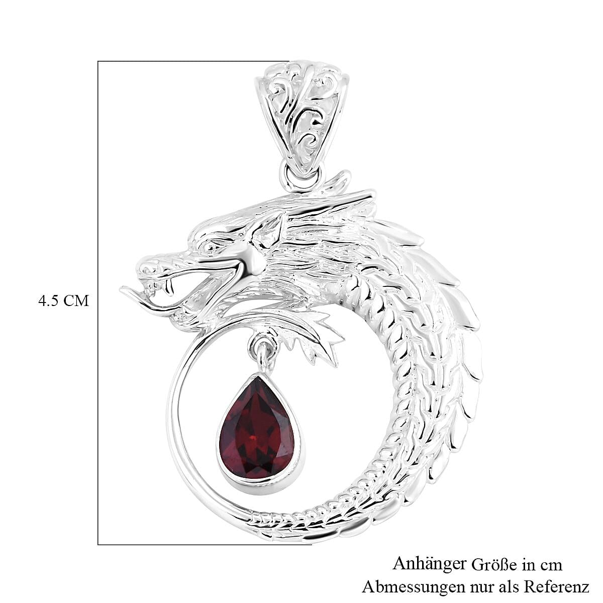 Red Garnet 1.65 ctw Pendant in Sterling Silver