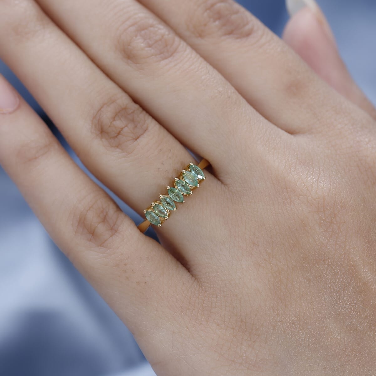 Ethiopian Emerald 7 Stone Ring in Vermeil Yellow Gold Over Sterling Silver 0.65 ctw image number 2